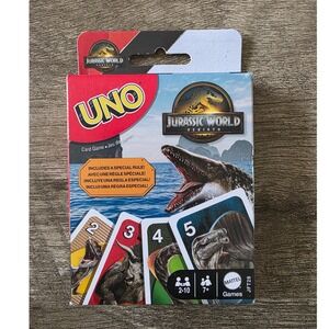 Mattel Games UNO Jurassic World Rebirth Card Game Dinosaur Theme New